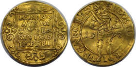 Europäische Münzen und Medaillen, Niederlande / Netherlands. Campen. Dukat 1598. Gold. 3,45 g. Fb. 161. Fast Sehr schön, gewölbt