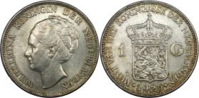 Europäische Münzen und Medaillen, Niederlande / Netherlands. Wilhelmina (1890-1948). 1 Gulden 1929. Silber. KM 161.1. Vorzüglich-stempelglanz. Kl.Krat...