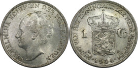 Europäische Münzen und Medaillen, Niederlande / Netherlands. Wilhelmina (1890-1948). 1 Gulden 1944. Silber. KM 161.1. Vorzüglich-stempelglanz. Kl.Krat...