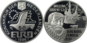 Europäische Münzen und Medaillen, Niederlande / Netherlands. 500 Jahre Barentsz Überwinterung in Nova Zembla. Medaille "50 Euro" 1996, Silber. KM X# 1...