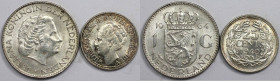 Europäische Münzen und Medaillen, Niederlande / Netherlands, Lots und Sammlungen. 25 Cents 1940 (KM 164), 1 Gulden 1964 (KM 184). Lot von 2 Münzen. Si...