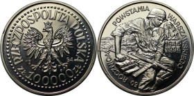 Europäische Münzen und Medaillen, Polen / Poland. 50. Jahrestag des Warschauer Aufstandes, Soldat mit Maschinengewehr. 100000 Zlotych 1994. Silber. 0....