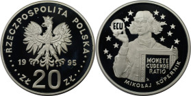 Europäische Münzen und Medaillen, Polen / Poland. Mikolaj Kopernik. 20 Zlotych 1995. 31,05 g. 0.925 Silber. 0.92 OZ. KM Y#302. Polierte Platte