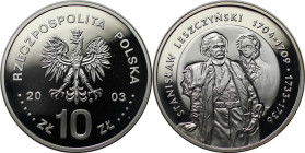 Europäische Münzen und Medaillen, Polen / Poland. Stanislaw I. Leszczynski. Hüftbild. 10 Zlotych 2003, Silber. 0.42 OZ. KM Y#475. Polierte Platte