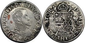 Europäische Münzen und Medaillen, Portugal. Philip II. (1555-1598). 1/5 Philipsdaaler 1556. Silber. 6,37 g. 30 mm. Sehr schön
