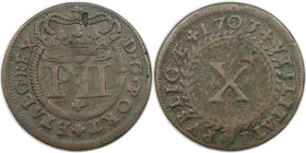 Europäische Münzen und Medaillen, Portugal. Pedro II. 10 Reis 1703. Kupfer. KM 168. Schön-sehr schön