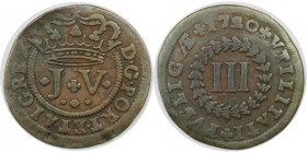 Europäische Münzen und Medaillen, Portugal. Joao V. 3 Reis 1720. Kupfer. KM 190. Sehr schön