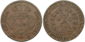 Europäische Münzen und Medaillen, Portugal. Joao V. 10 Reis 1742. Kupfer. KM 227. Sehr schön+