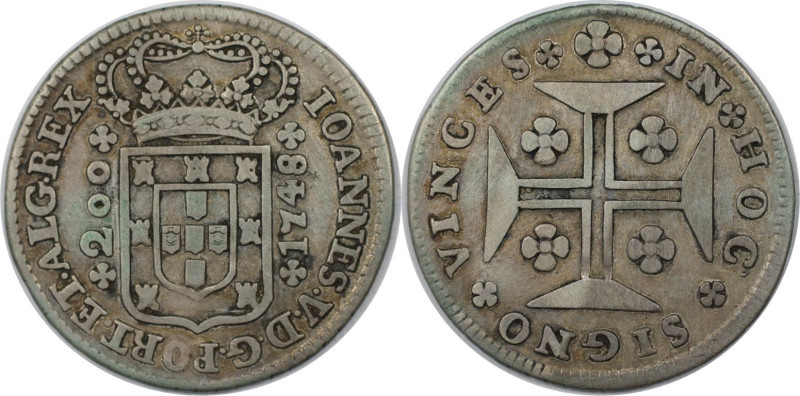 Europäische Münzen und Medaillen, Portugal. John V. 200 Reis 1748, Silber. KM 18...