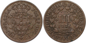 Europäische Münzen und Medaillen, Portugal. José I. 3 Reis 1776. Kupfer. KM 241.1. Vorzüglich