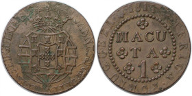 Europäische Münzen und Medaillen, Portugal. PORTUGIESISCHE BESITZUNGEN. ANGOLA. João als Prinzregent. 1 Macuta 1814. Kupfer. KM 46. Sehr schön