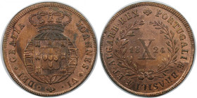 Europäische Münzen und Medaillen, Portugal. Joao VI. 10 Reis 1824. Kupfer. KM 356. Fast Stempelglanz