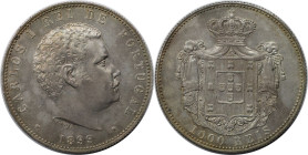 Europäische Münzen und Medaillen, Portugal. Carlos I. 1000 Reis 1899, Silber. KM 540. Vorzüglich-stempelglanz, feine Patina