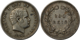 Europäische Münzen und Medaillen, Portugal. Carlos I. 200 Reis 1903, Silber. 0.15 OZ. KM 534. Sehr schön