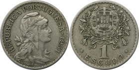 Europäische Münzen und Medaillen, Portugal. 1 Escudo 1931, Kupfer-Nickel. KM 578. Sehr schön+