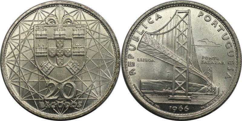 Europäische Münzen und Medaillen, Portugal. Eröffnung der Salazar-Brücke. 20 Esc...
