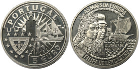 Europäische Münzen und Medaillen, Portugal. Filipa de Lencastre - Segelschiff. Medaille "5 Euro" 1996. Kupfer-Nickel. 33 mm. Polierte Platte