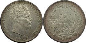 Europäische Münzen und Medaillen, Rumänien / Romania. Mihael I. 25000 Lei 1946. 12,5 g. 0.700 Silber. 0.28 OZ. KM 70. Fast Stempelglanz