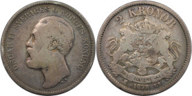 Europäische Münzen und Medaillen, Schweden / Sweden. Oskar II. (1872-1907). 2 Kronor 1878 EB. Silber. KM 742. Schön-sehr schön