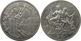 Europäische Münzen und Medaillen, Schweiz / Switzerland. 5 Franken / Schützentaler 1883, auf das Schützenfest Lugano. Silber. KM X# S16. Sehr schön-vo...
