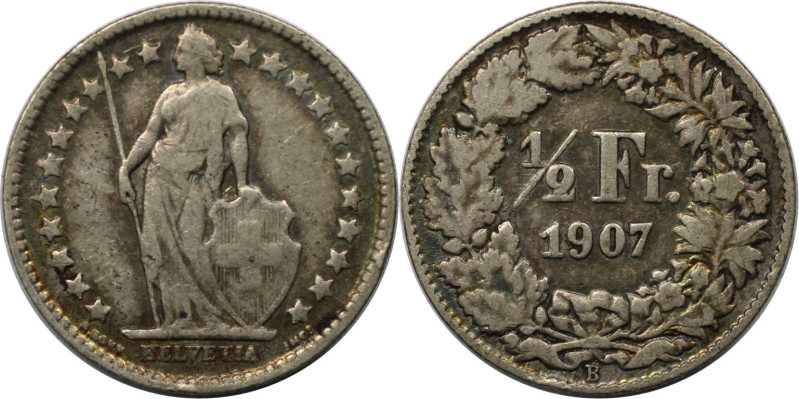 Europäische Münzen und Medaillen, Schweiz / Switzerland. 1/2 Franken 1907, Silbe...