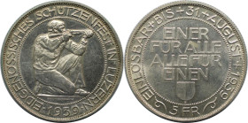 Europäische Münzen und Medaillen, Schweiz / Switzerland. Schützenfest. 5 Franken 1939. 19,5 g. 0.835 Silber. KM X# S20. Stempelglanz