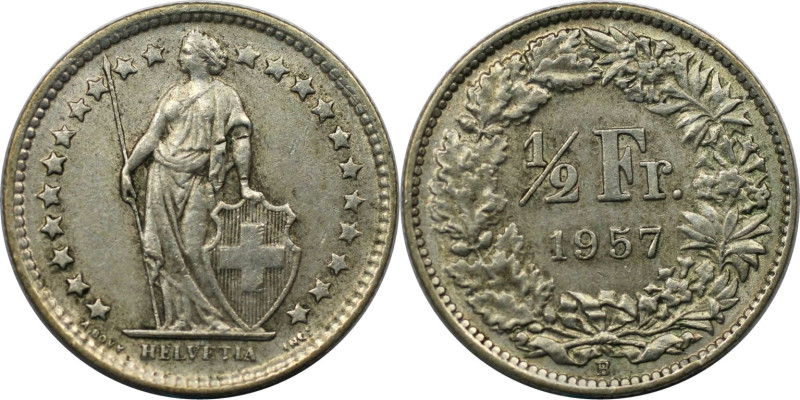 Europäische Münzen und Medaillen, Schweiz / Switzerland. 1/2 Franken 1957. Silbe...
