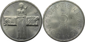 Europäische Münzen und Medaillen, Schweiz / Switzerland. 100 Jahre Rotes Kreuz. 5 Franken 1963 B. 15,0 g. 0.835 Silber. 0.40 OZ. KM 51. Stempelglanz