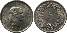 Europäische Münzen und Medaillen, Schweiz / Switzerland. 5 Rappen 1963. Kupfer-Nickel. KM 26. Stempelglanz