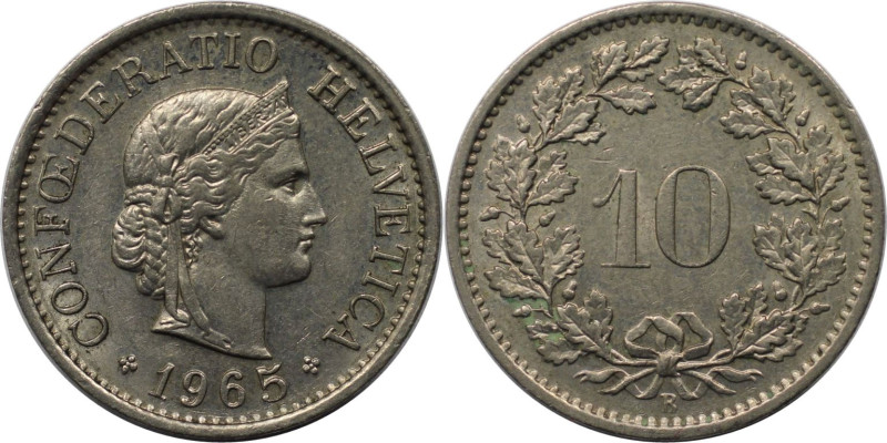 Europäische Münzen und Medaillen, Schweiz / Switzerland. 10 Rappen 1965. Kupfer-...