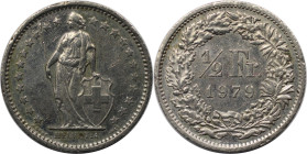 Europäische Münzen und Medaillen, Schweiz / Switzerland. 1/2 Franken 1979. Kupfer-Nickel. KM 23a.1. Vorzüglich