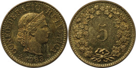Europäische Münzen und Medaillen, Schweiz / Switzerland. 5 Rappen 1983. Aluminium-Bronze. KM 26c. Stempelglanz