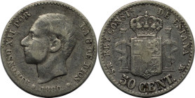 Europäische Münzen und Medaillen, Spanien / Spain. Alfonso XII. (1874-1885). 50 Centimos 1880 MS - M. Silber. KM 685. Sehr schön