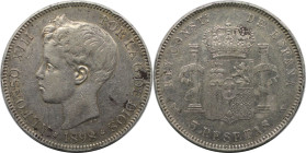 Europäische Münzen und Medaillen, Spanien / Spain. Alfonso XIII. 5 Pesetas 1898 SG - V. Silber. KM 707. Sehr schön-vorzüglich, Kratzer, Flecken