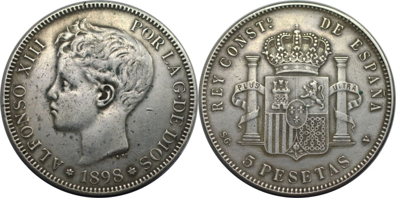 Europäische Münzen und Medaillen, Spanien / Spain. Alfonso XIII. 5 Pesetas 1898 ...