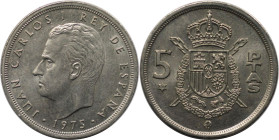 Europäische Münzen und Medaillen, Spanien / Spain. Juan Carlos I. 5 Pesetas 1975 (76), Kupfer-Nickel. KM 807. Vorzüglich+