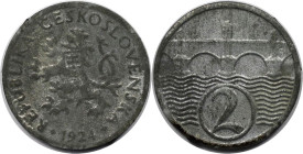 Europäische Münzen und Medaillen, Tschechoslowakei / Czechoslovakia. 2 Halere 1924. Zink. KM 5. Vorzüglich