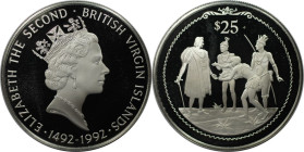 Weltmünzen und Medaillen, Britische Jungferninseln / British Virgin Islands. Entdeckung Amerikas - Eingeborene, die Geschenke anbieten. 25 Dollars 199...