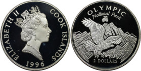 Weltmünzen und Medaillen, Cookinseln / Cook Islands. Weißkopfseeadler - Olympic National-Park. 2 Dollars 1996. 10,0 g. 0.500 Silber. 0.16 OZ. KM 280. ...