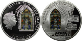 Weltmünzen und Medaillen, Cookinseln / Cook Islands. "WINDOWS OF HEAVEN" SEVILLE CATHEDRAL 10 Dollars 2011, 0.925 Silber. 50 g. 50 mm. Prooflike mit K...