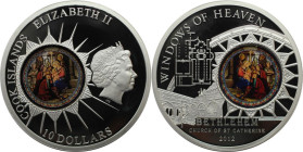 Weltmünzen und Medaillen, Cookinseln / Cook Islands. "WINDOWS OF HEAVEN" KATHARINA BETHLEHEM. 10 Dollars 2012, 0.925 Silber. 50 g. 50 mm. Prooflike mi...