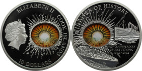 Weltmünzen und Medaillen, Cookinseln / Cook Islands. "WINDOWS OF HISTORY" RMS Titanic. 10 Dollars 2012. 0.925 Silber. 50 g. 50 mm. Prooflike mit Kapse...