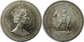 Weltmünzen und Medaillen, Falklandinseln / Falkland islands. 40. Jubiläum - Krönung von Königin Elizabeth II. 50 Pence 1993. Kupfer-Nickel. KM 43. Ste...