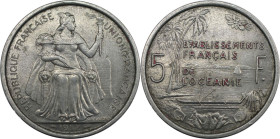 Weltmünzen und Medaillen, Französisch Ozeanien / French Oceania. Französisch Polynesien. 5 Francs 1952. Aluminium. KM 4. Stempelglanz