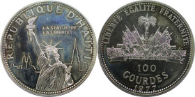 Weltmünzen und Medaillen, Haiti. Freiheitsstatue. 100 Gourdes 1977. 43,0 g. 0.925 Silber. 1.28 OZ. KM 135. Polierte Platte. Leicht berüht