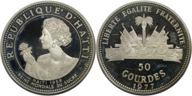 Weltmünzen und Medaillen, Haiti. 40. Geburtstag von Claudinette Fouchard. 50 Gourdes 1977. 21,30 g. 0.925 Silber. 0.63 OZ. KM 131. Polierte Platte. Le...