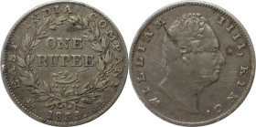 Weltmünzen und Medaillen, Indien / India. British Indien. William IV. (1830-1837). 1 Rupee 1835. Silber. KM 450.7. Sehr Schön