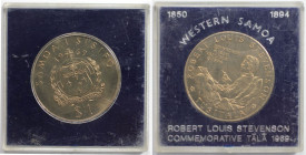 Weltmünzen und Medaillen, Western Samoa. 75. Jahrestag - Tod von Robert Louis Stevenson. 1 Tala 1969. Kupfer-Nickel. KM 8. Stempelglanz. Original Box