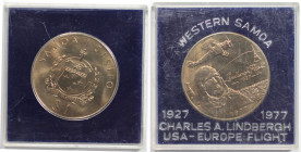 Weltmünzen und Medaillen, Western Samoa. 50-jähriges Jubiläum - Erster Transatlantikflug. Charles Lindbergh. 1 Tala 1977. Kupfer-Nickel. KM 26. Stempe...