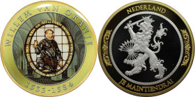 Medaillen und Jetons, Gedenkmedaillen. Niederlande / Netherlands. Willem van Oranje 1533-1584. Farbmedaille. Polierte Platte